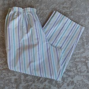 Blair Striped Stretch Waist Comfy Pants 2X White Green Stripes
